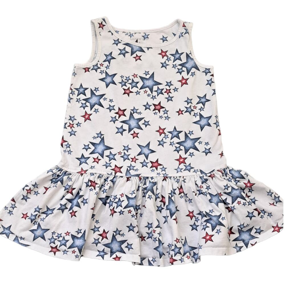 Lands' End Americana Stars Sleeveless Dress Size Small July 4th Festive Sundress